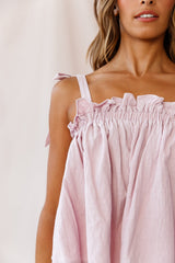 Journey Tied Shoulder Elasticated Neckline Top Blush