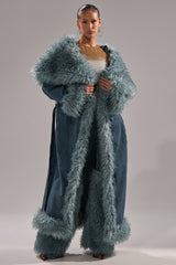 MOXIE FUR TRIM DENIM TRENCH