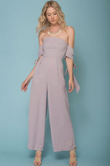Kyndall Off The Shoulder Tube Top Jumpsuit Grey