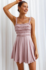 Illia Frill Trim Textured Dress Mauve