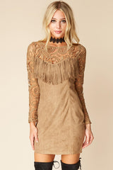 Francie Fringe Dress Brown
