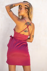 Medellin Gathered Detail Side-Tie Wrap Dress Rose