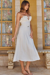 Under The Sun Tied Bust Midi Dress White