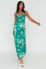 Nerida Twist Back Maxi Dress Print Green