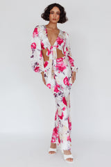 Meet Me In Fiji Tied Top Floral Pink