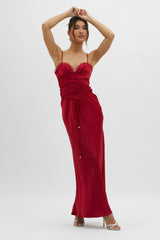 Silver Lining String Tie Waist Dress Red