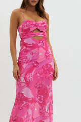 Melania Cut-Out Bodice Dress Floral Pink