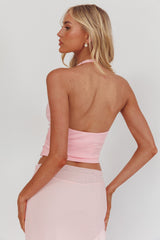 Zima Gold Accent Surplice Neckline Halter Top Pink