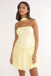 Sunset Serenade Elasticated Waist Mini Skirt Yellow