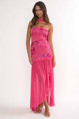 Jezra Strapless Sequin Embellished Maxi Dress Plum
