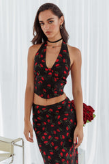 Gigi Halterneck Top Floral Black