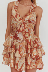 Live Loud Ruffle Layered Hem Mini Dress Floral