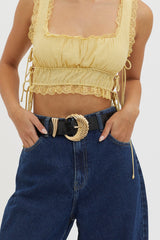 Time Flies Gold Buckle Belt Black