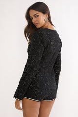 Kyomi Gold Button Tweed Jacket Blackgold