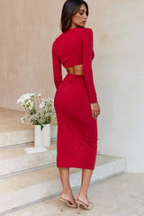 Manhattan Nights Ruched Detail Front Split Midi Skirt Wine