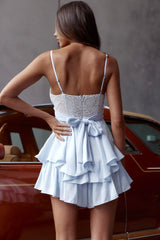 Just Like Heaven Crossover Bust Romper Steel Blue