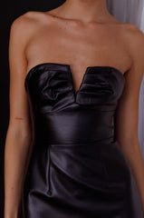 Intuition Strapless Faux Leather Dress Black