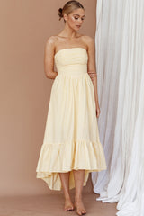 Sunday Mornings Ruched Bust Midi Dress Lemon