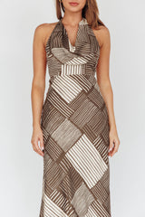 Kailie Halterneck Midi Dress Crosshatch Olive