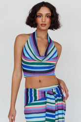 Sammi Halter Crop Top Purple Multi