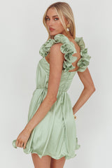 Glow Lettuce Edge Strap Mini Dress Pistachio
