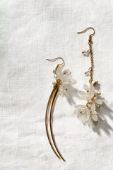 Willah Cascading Flower Bead Earrings White