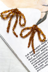 Flora Beaded Bow Earrings Tan