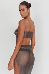 Eden Nights Diamante Mesh Top Black