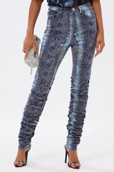 DAYS END RUCHED STACKED SNAKE SKINNY DENIM