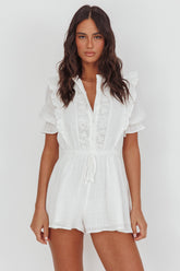 Fable Puff Sleeve Frill Romper White