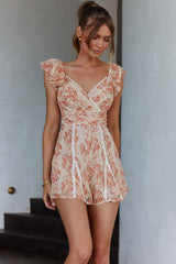 Lola Tied Back Lace Romper Orange