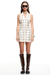 LIONESS Stars Align Mini Dress Cream Polka