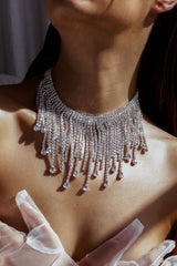 Isadora Cascade Crystal Necklace Silver