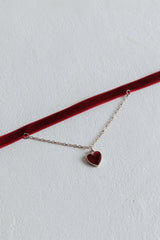 Rosie Velvet Heart Choker Necklace Red