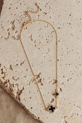 Kristin Four-Leaf Clover Necklace Gold Black