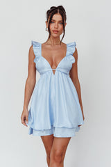 Siren Song Frill Strap Mini Dress Sky