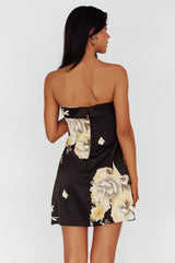 Govana Foldover Neckline Mini Dress Print Black