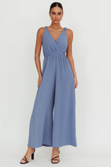 Everything Crossover Strap Jumpsuit Storm Blue