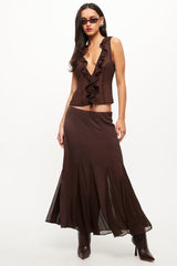 LIONESS Rose Maxi Skirt Chocolate