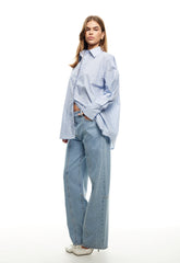 LIONESS Boyfriend Shirt Blue