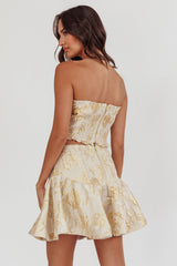 Kamilla Jacquard Flared Mini Skirt Floral Gold