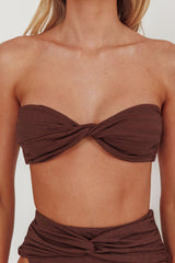Monique Twist Bandeau Bikini Top Chocolate Texture