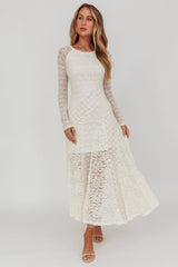 Tarly Long Sleeve Lace Maxi Dress Cream