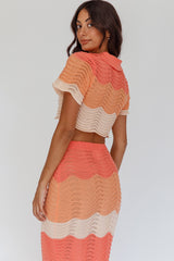 May Blooms Button Up Crop Top Tangerine