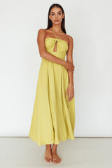 Maravilhosa Keyhole Halter Midi Dress Lime
