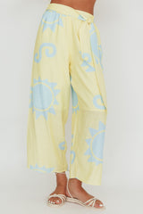 Nectar Sun Print Wide Leg Pants Yellow