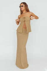 Kalei Textured Midi Skirt Brown
