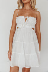 Eyona Cut-Out Waist Tie Mini Dress White