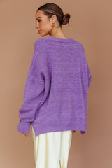 Kayce Dropped Shoulder Knit Sweater Purple