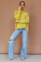 Kayce Dropped Shoulder Knit Sweater Yellow